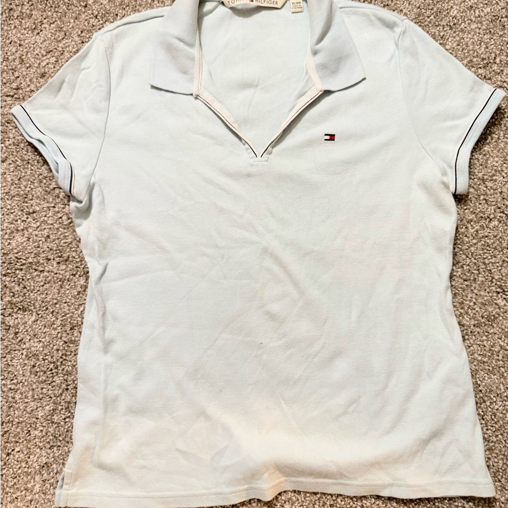 Tommy Hilfiger Women's Light Blue Polo Shirt